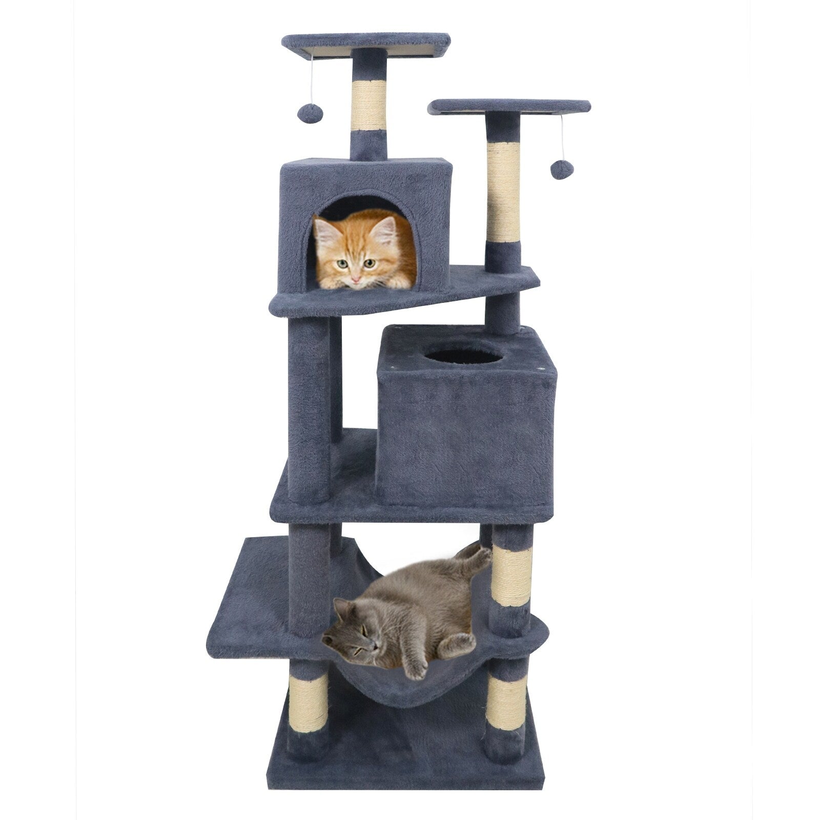 Gymax 57 Cat Tree For Indoor Cats W Dual Condos Hammock Sisal