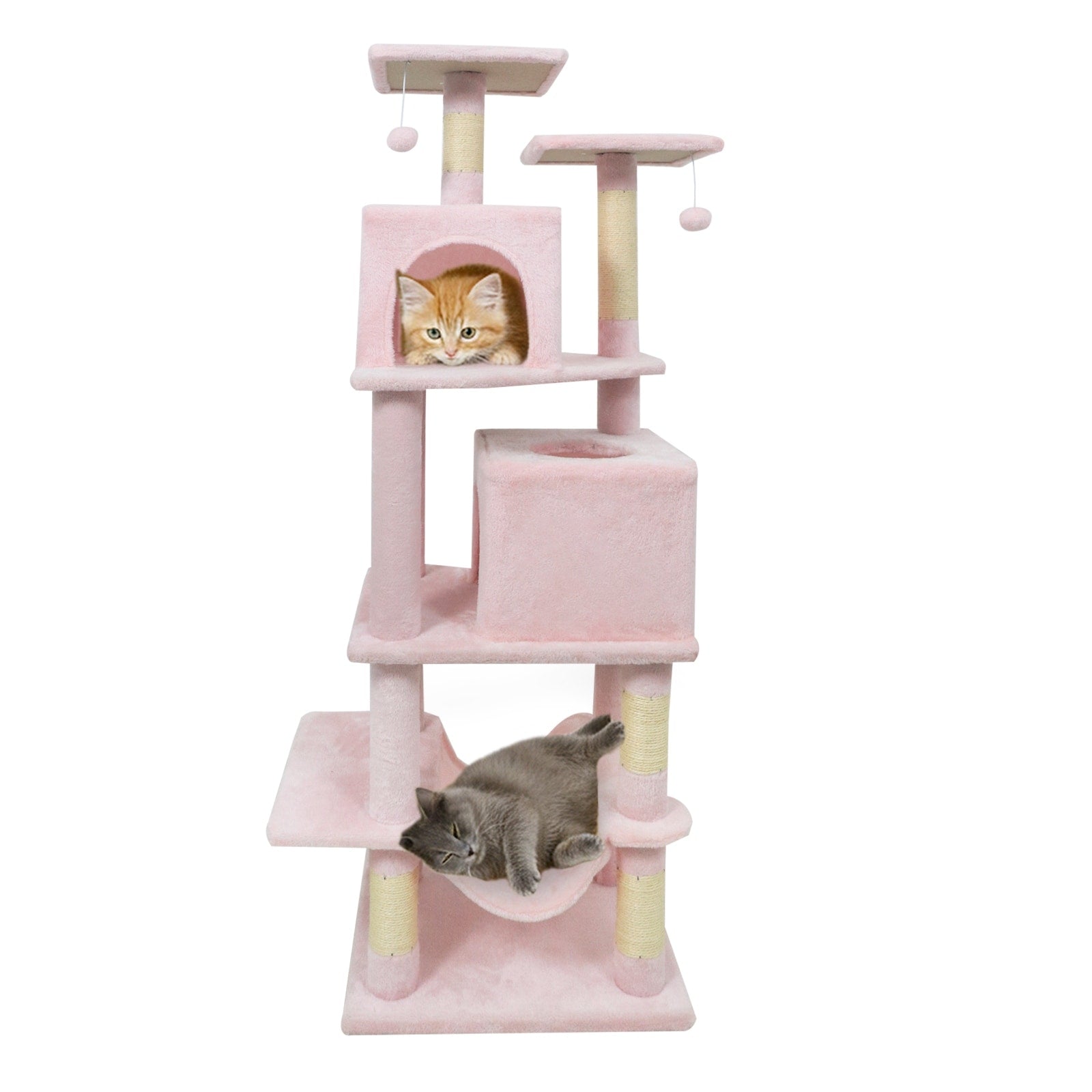 Gymax 57 Cat Tree For Indoor Cats W Dual Condos Hammock Sisal