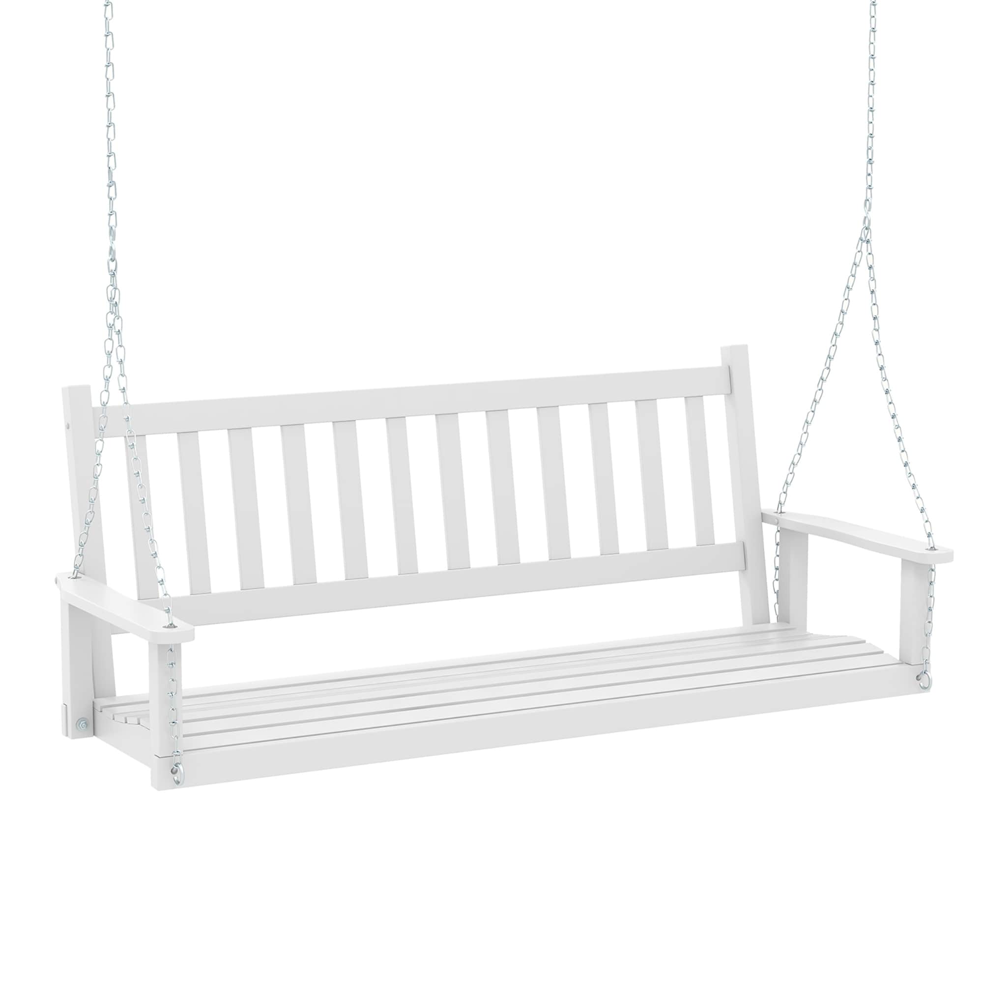 Gymax 5Ft Wooden 3 Person Porch Swing Chair W Adjustable Galvanized