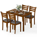 Gymax 5Pcs Dining Table Set For 4 W Linen Fabric Upholstered Chairs