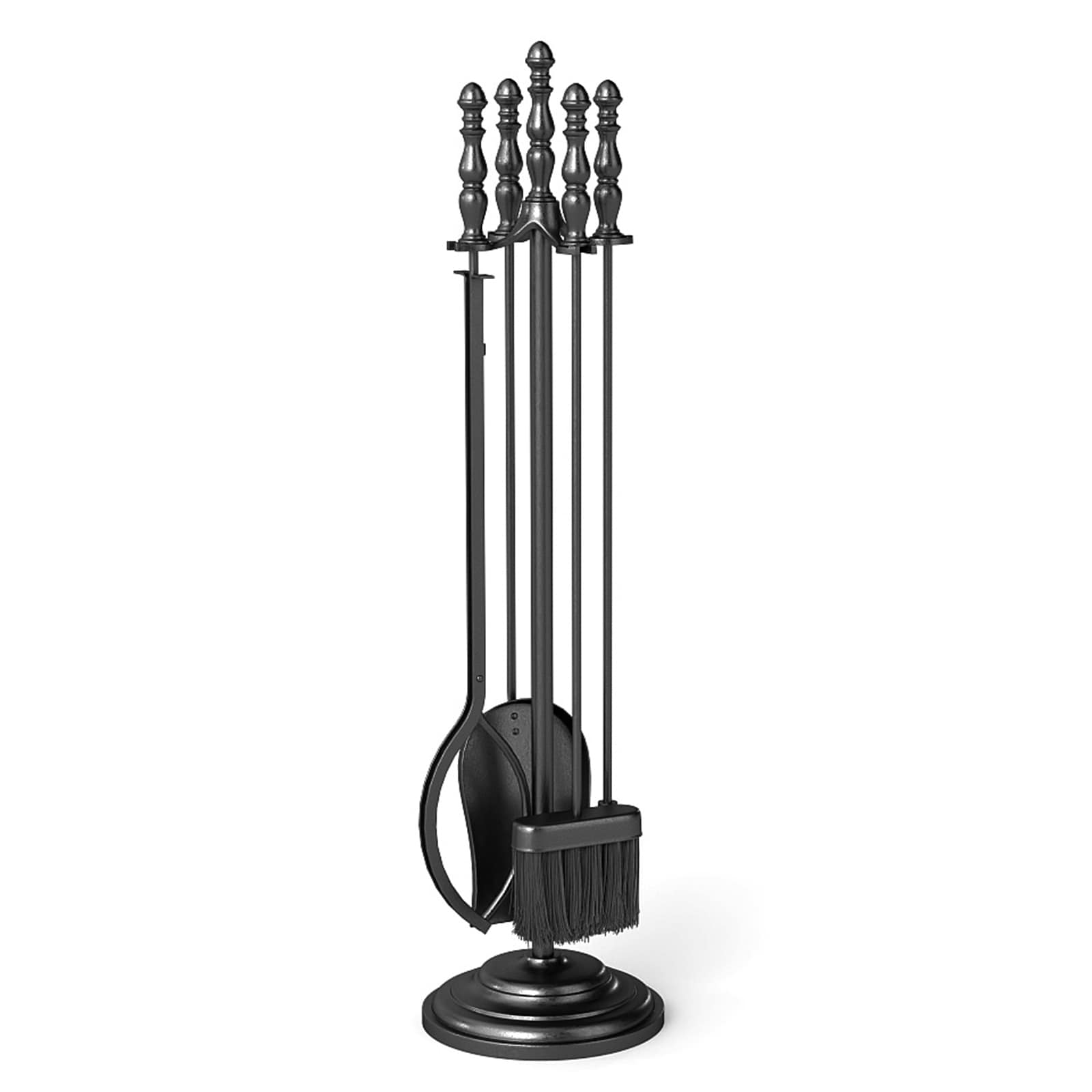 Gymax 5Pcs Fireplace Tool Set W Poker Tongs Brush Shovel And Round