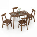 Gymax 5Pcs Solid Wood Dining Table Set Mid Century Kitchen Table