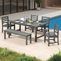 Gymax 6 Pcs Patio Dining Bench Set Outdoor Hdpe Weather Resistant