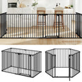 Gymax 6 Panel Adjustable Pet Safety Fence W Auto Close Door Double