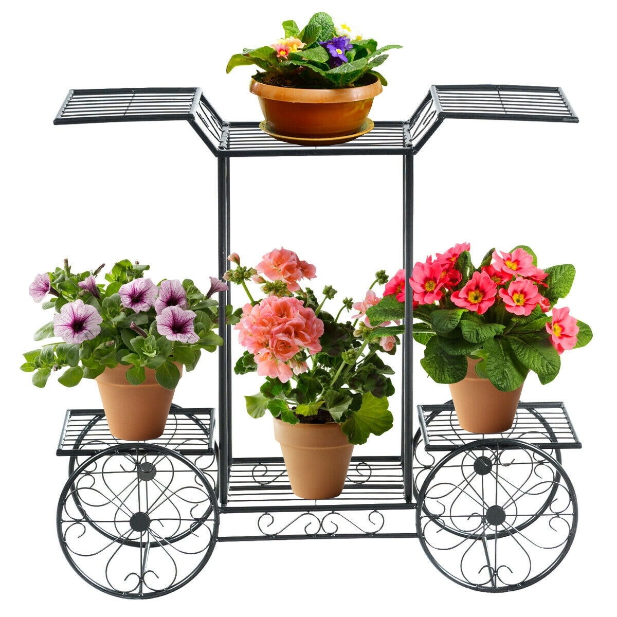 Gymax 6 Tier Garden Cart Stand Flower Rack Display Decor Flower Pot Plant Holder