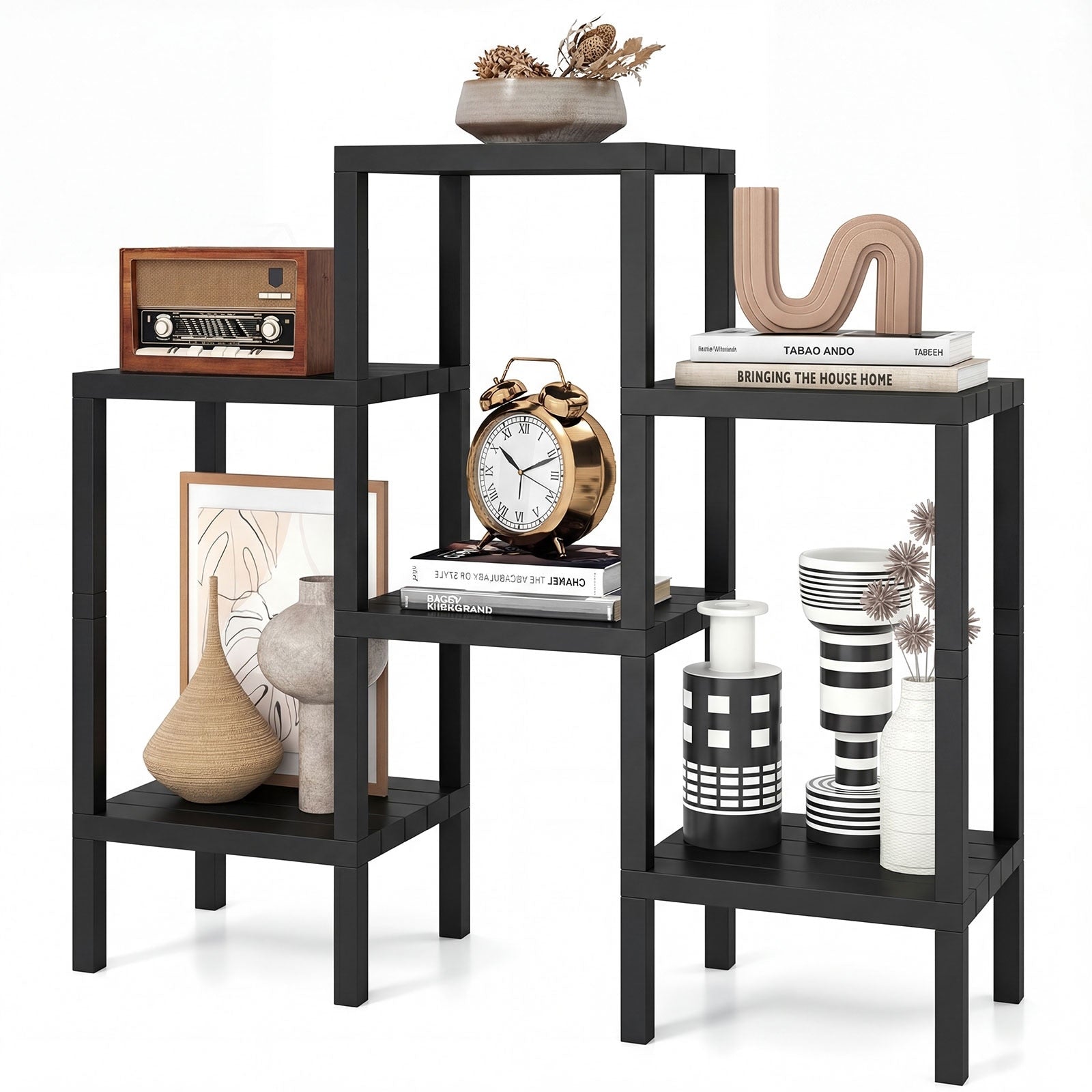 Gymax 6 Tier Plastic Modular Storage Shelves Open Display Utility