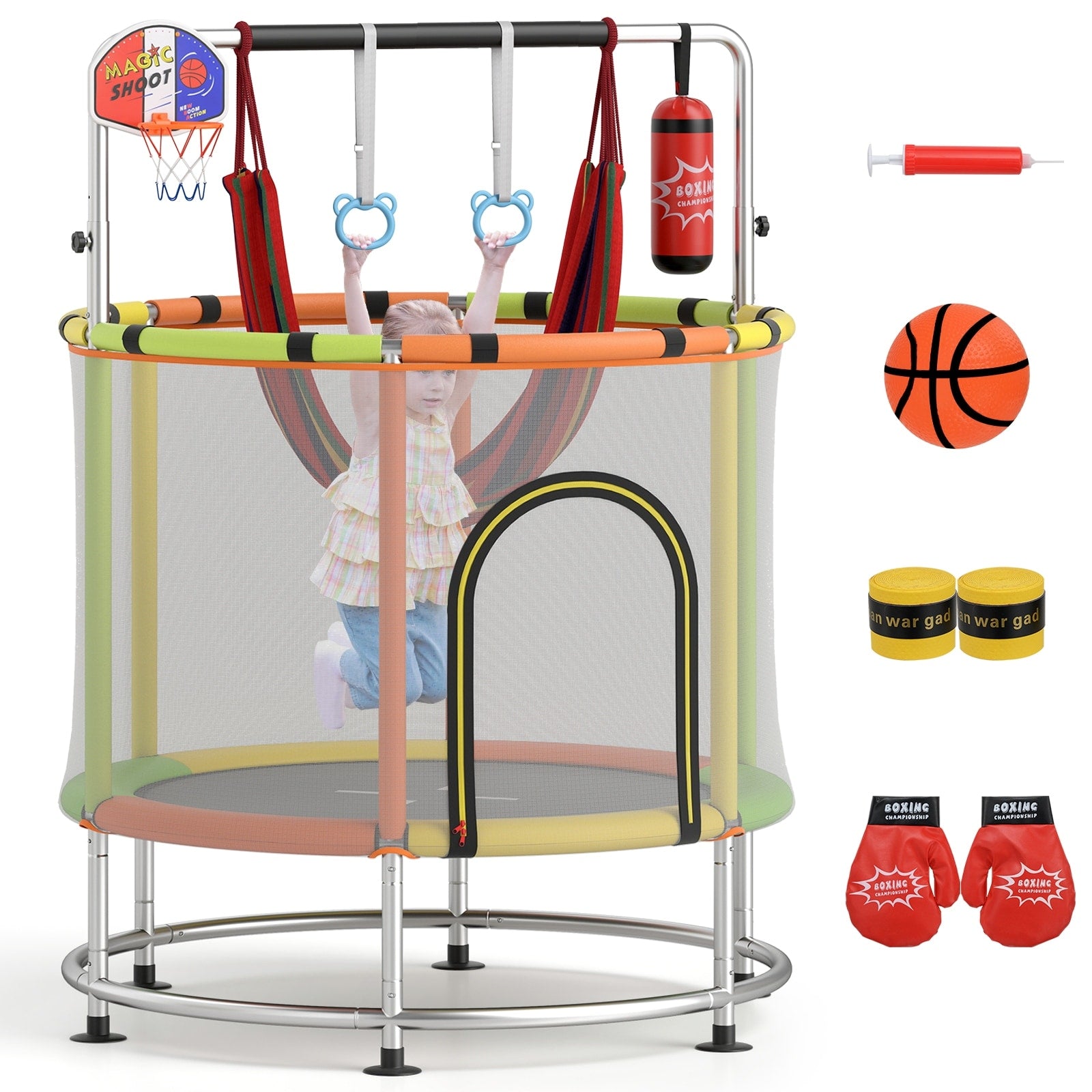 Gymax 6 In 1 Kids Trampoline Combo 55 Toddler Play Activity Center