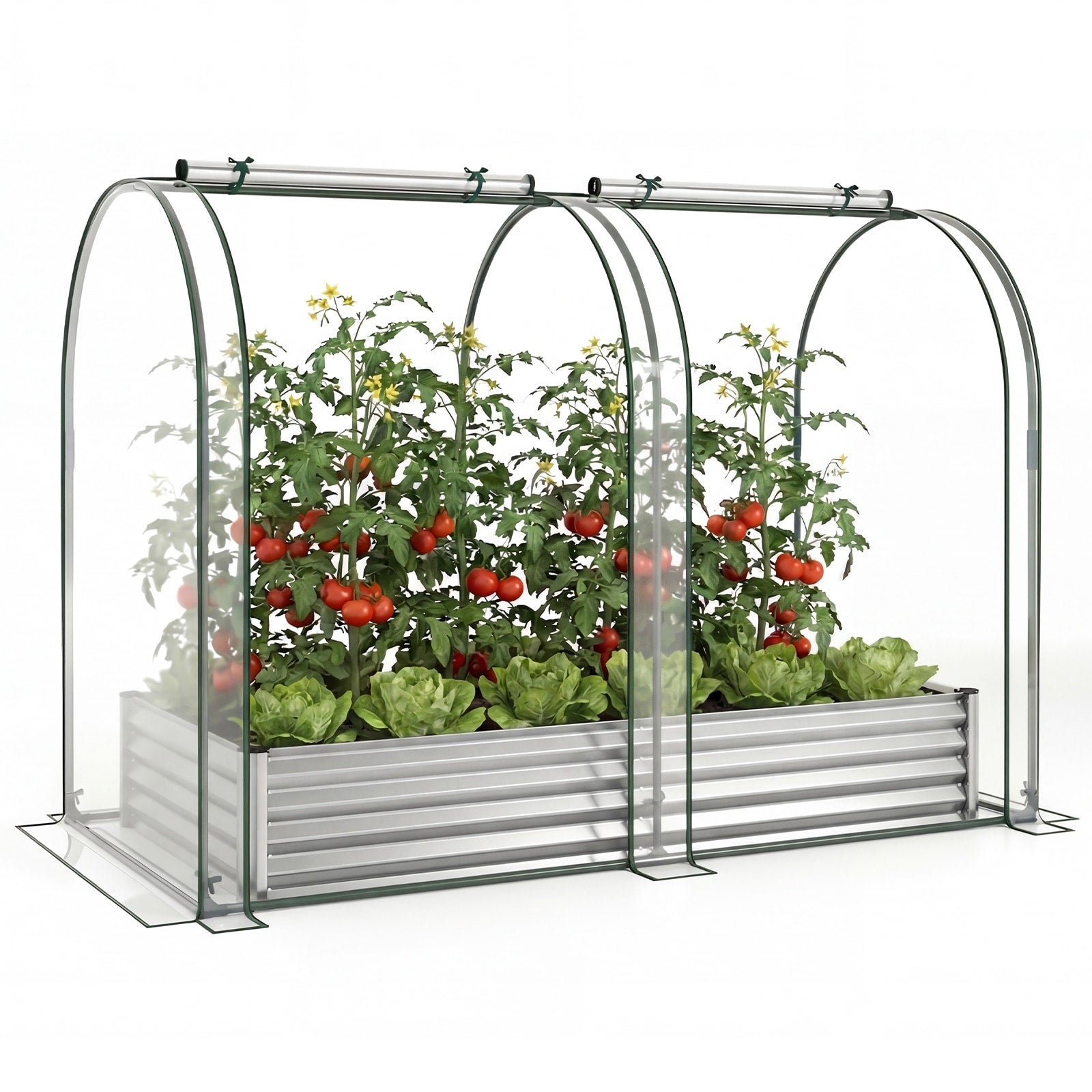 Gymax 6 X 3 X 1 Ft Galvanized Raised Garden Bed W Greenhouse Cover 2