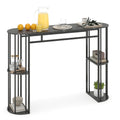Gymax 60 Long Bar Table Narrow Pub Table W Faux Marble Tabletop