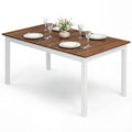 Gymax 60 Rectangular Dinner Table W Solid Rubber Wood Legs For