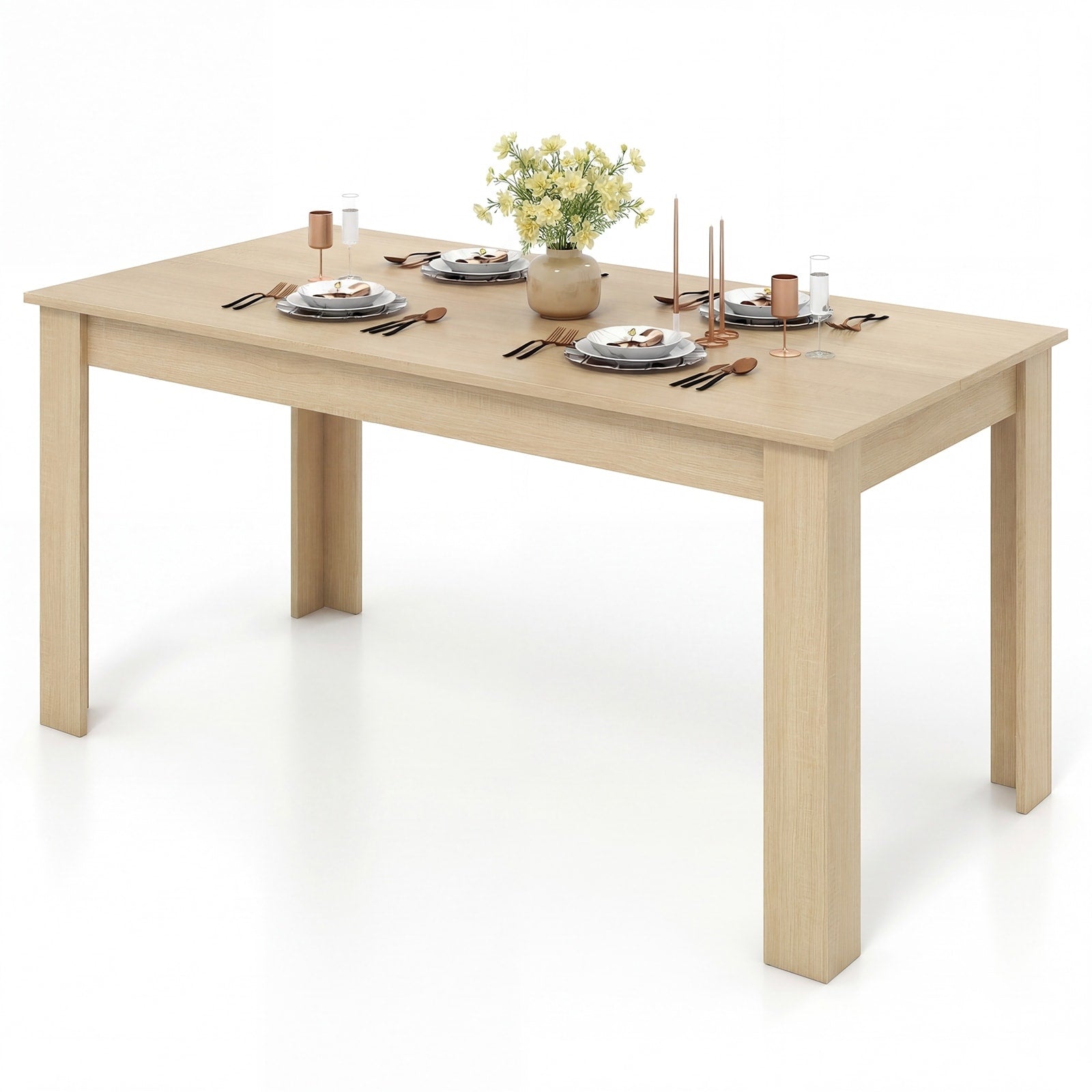 Gymax 63 Dining Table Rectangular Modern Kitchen Table For 6 People