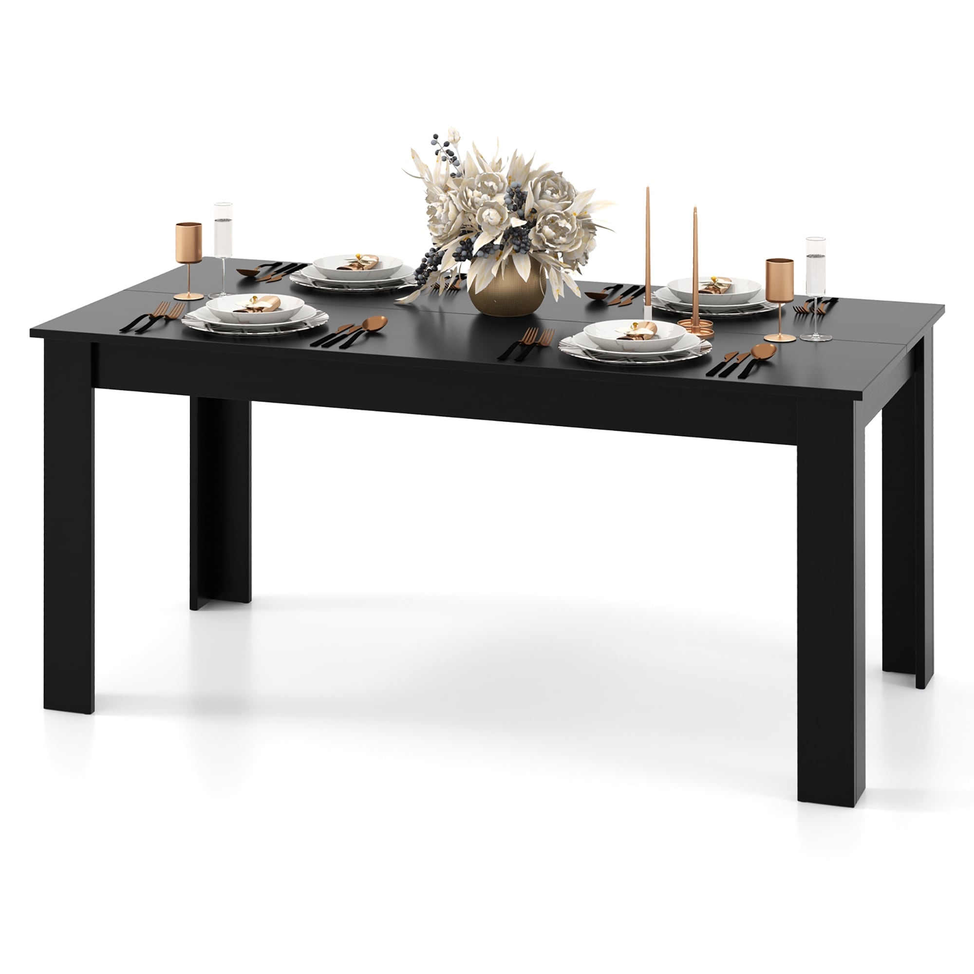 Gymax 63 Dining Table Rectangular Modern Kitchen Table For 6 People Coffee See Details