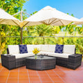 Gymax 6Pcs Wicker Furniture Sectional Sofa Set W Cushions Off White See Details
