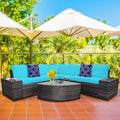 Gymax 6Pcs Wicker Furniture Sectional Sofa Set W Cushions Turquoise See Details