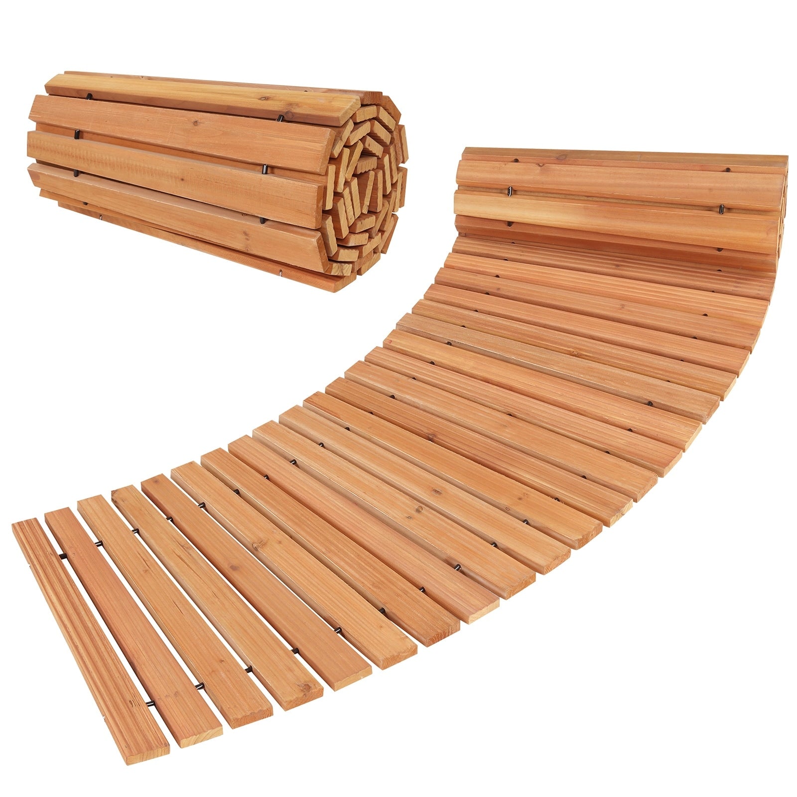 Gymax 7 Ft Wooden Garden Pathway W Anti Slip Surface Metal Wires W