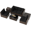 Gymax 7 Pcs Patio Furniture Set 40000 Btu Gas Fire Pit Table Propane
