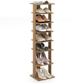 Gymax 7 Tier Wooden Shoe Rack Narrow Vertical Shoe Stand Storage