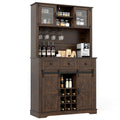 Gymax 72 Coffee Bar Cabinet With Wine Bottle Rack Microwave