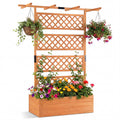 Gymax 72 Wooden Planter Box W Lattice Trellis Flat Roof Drainage For