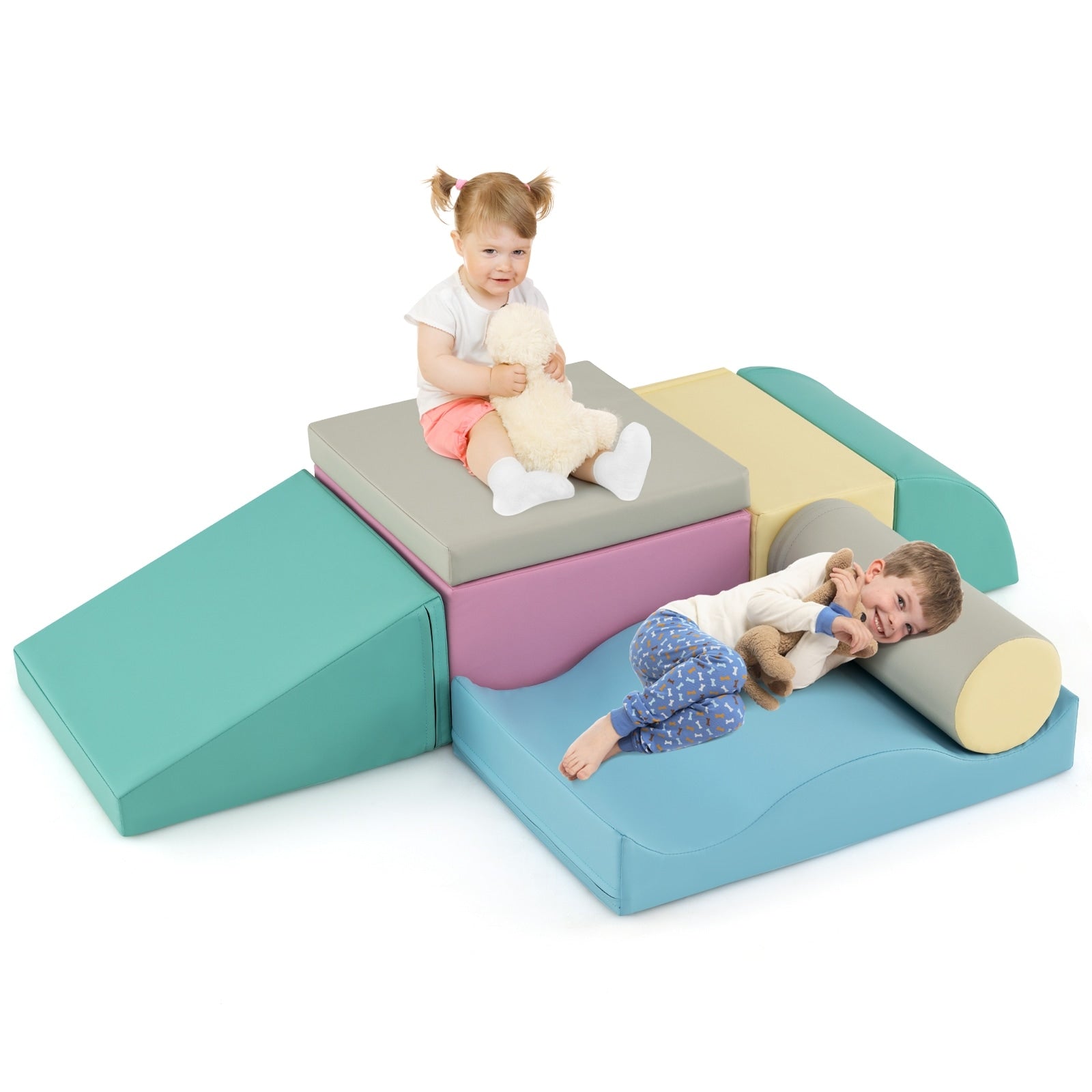 Gymax 7Pcs Climb Crawl Activity Play Set W Zippered Cover For Multi Color