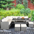 Gymax 7Pcs Rattan Patio Sectional Sofa Set Conversation Set W White See Details