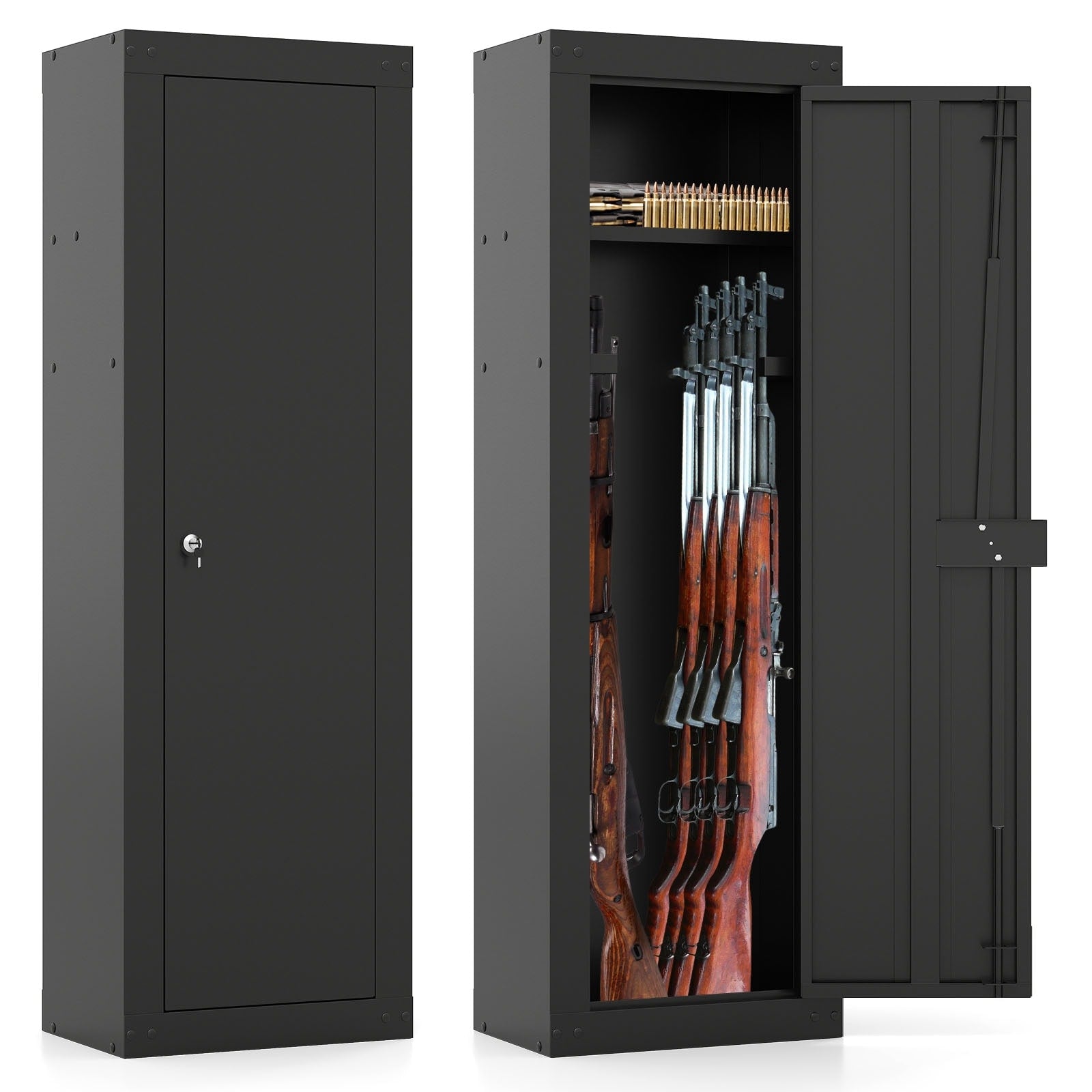 Gymax 8 Gun Safe W Storage Shelf Safety Lock For Home Rifles