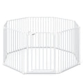 Gymax 8 Panel Adjustable Pet Safety Fence W Auto Close Door Double