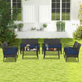 Gymax 8 Pieces Outdoor Patio Pe Wicker Sofa W Tempered Glass Coffee