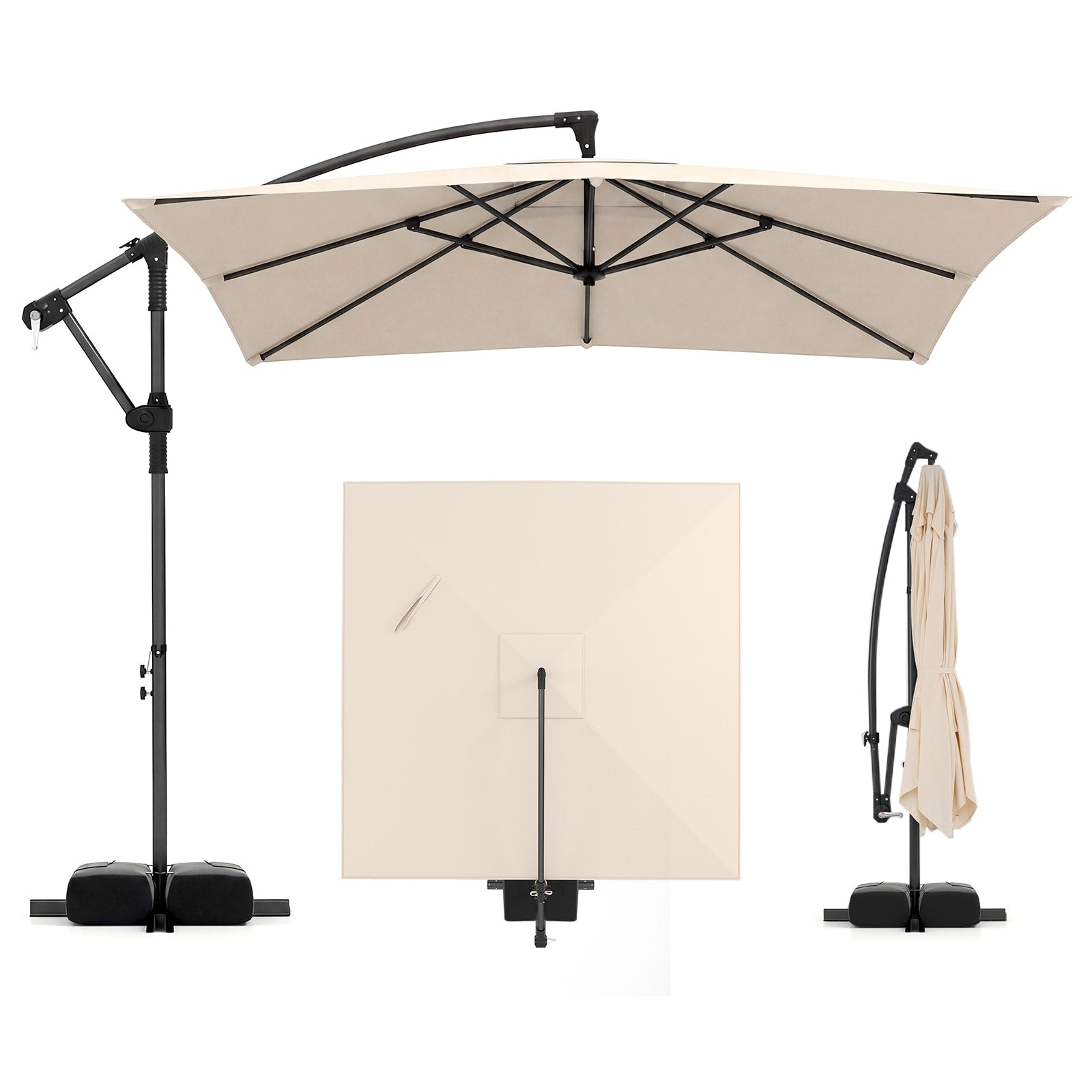 Gymax 8 X 8 Ft Offset Cantilever Patio Umbrellasquare Hanging Outdoor