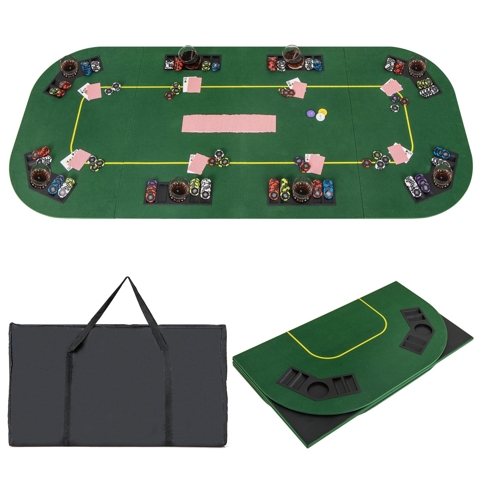 Gymax 80 X 36 Folding 8 Player Deluxe Texas Poker Table Top W Cup Holder Carry Bag