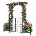 Gymax 81 Garden Arbor W Gate Planter Boxes W Side Trellis For