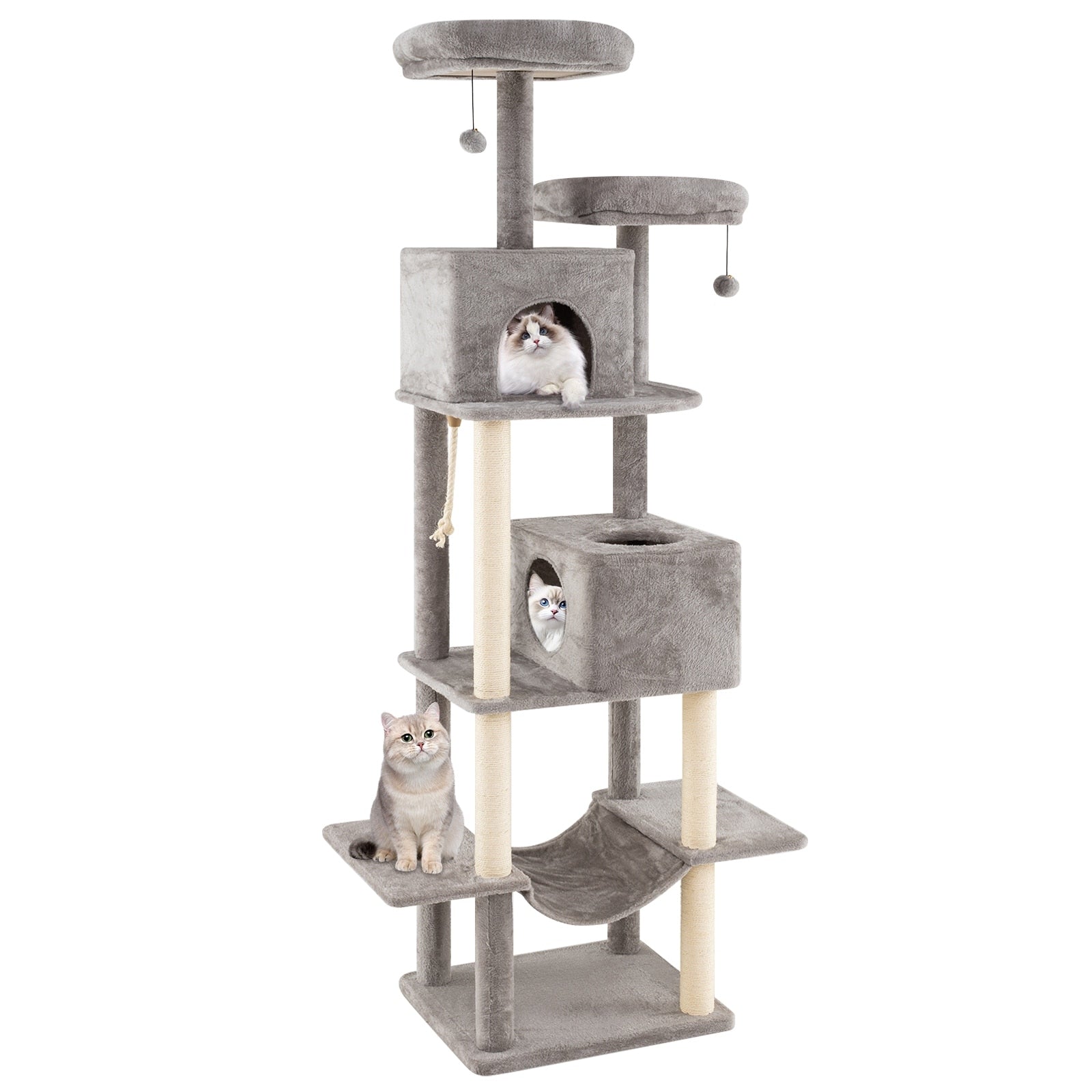 Gymax 81 Large Cat Tree For Indoor Cats Multi Level Kitty Climbing Grey