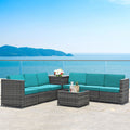 Gymax 8Pcs Patio Rattan Sofa Sectional Conversation Furniture Set W