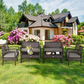 Gymax 8Pcs Rattan Patio Conversation Set Outdoor Furniture Set Garden