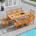 Gymax 9 Pieces Patio Dining Table Set W 8 Chairs Slatted Tabletop