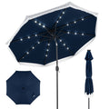 Gymax 9Ft Solar Patio Umbrella W 24 Led Lights Fringe Push Button Tilt