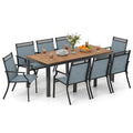 Gymax 9Pcs Patio Dining Set For 8 W Quick Drying Fabric Sturdy Acacia