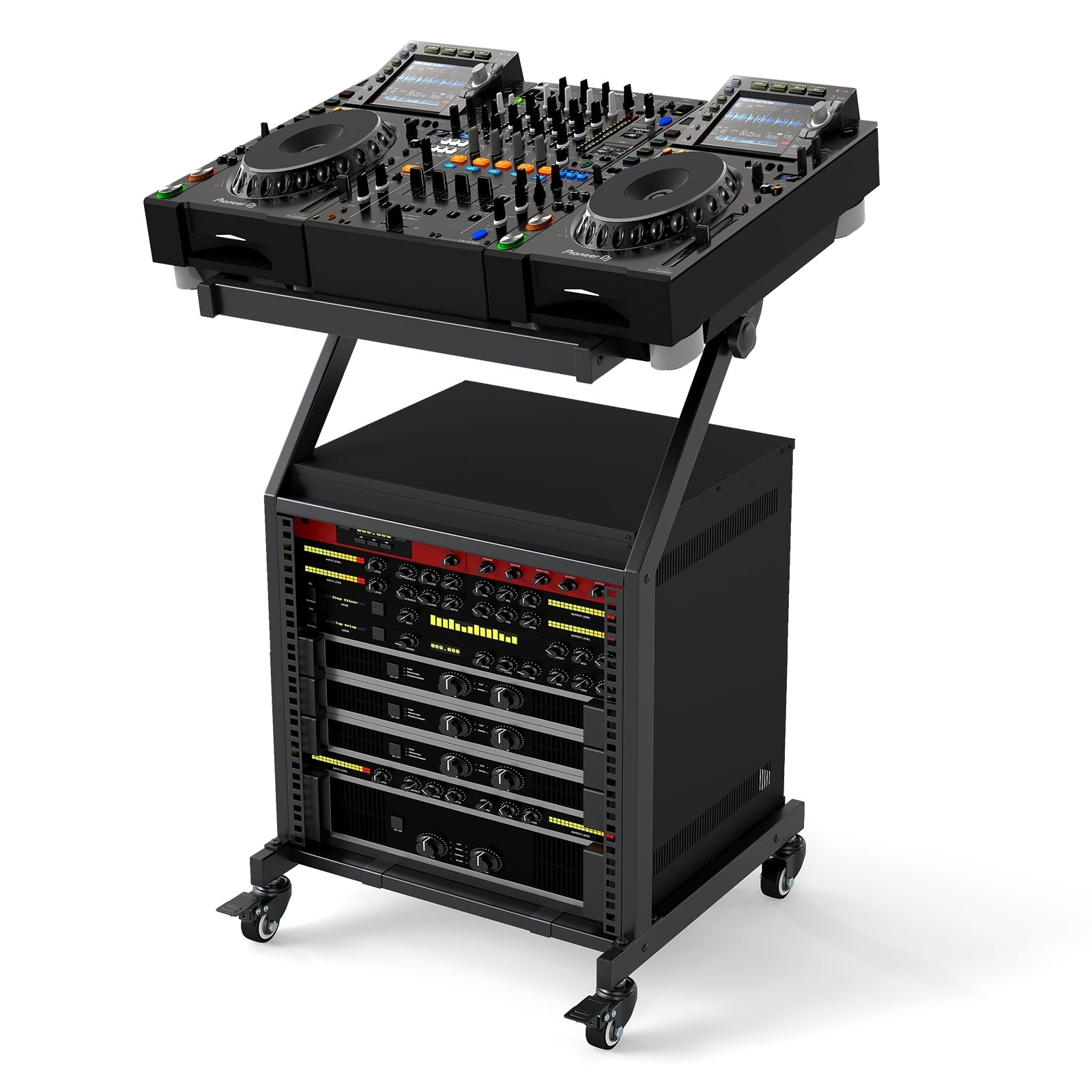 Gymax 9U 2 Layer Professional Audio Rack Mount W Adjustable Crossbars Black