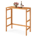 Gymax Acacia Wood Outdoor Bar Table W Slatted Tabletop For Balcony