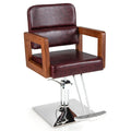 Gymax Adjustable Salon Chair Hydraulic Barber Solid Wood Armchair With