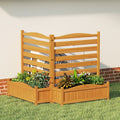Gymax Air Conditioner Fence W Planter Box 2 Panel Freestanding Wood