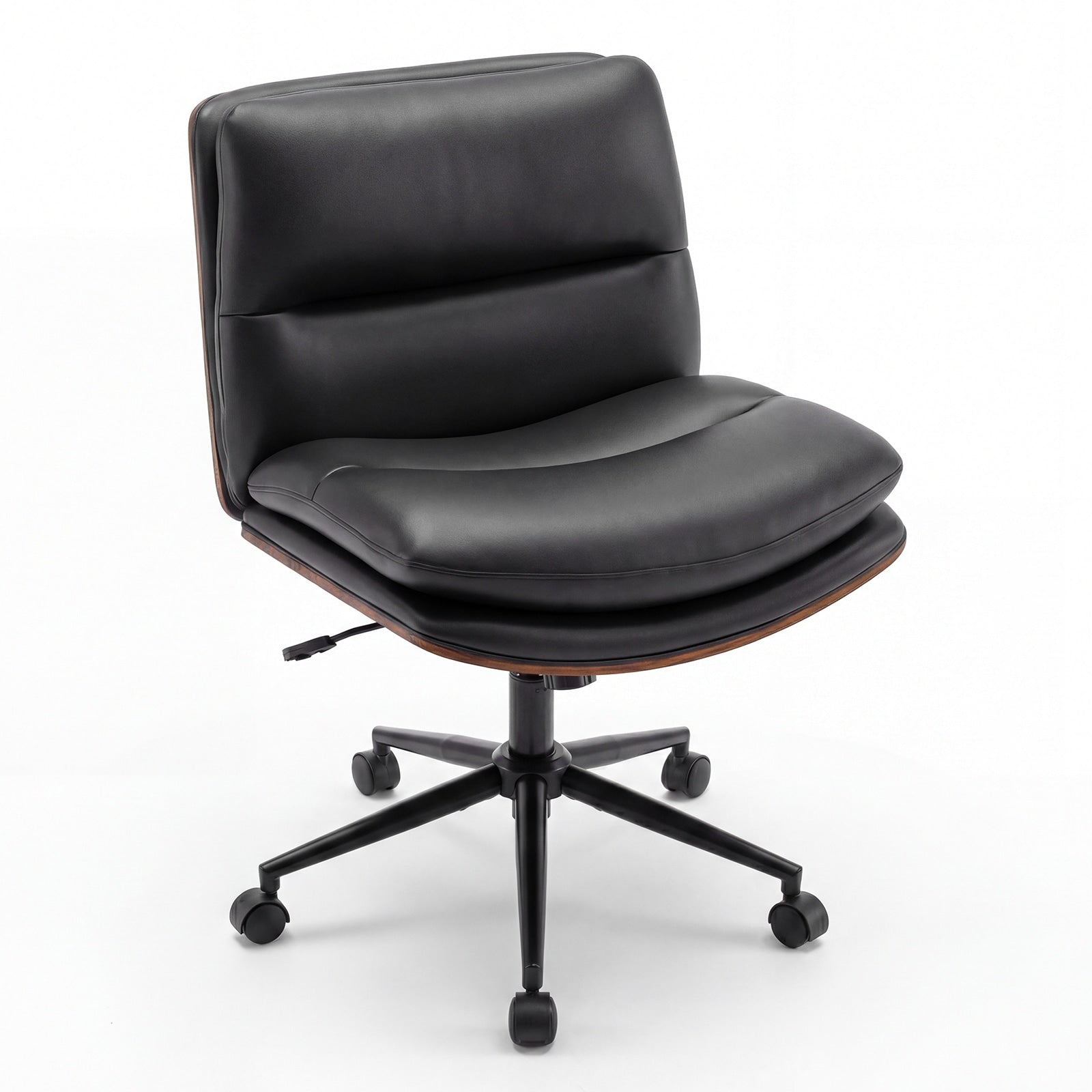 Gymax Armless Office Chair W Wheels Curved Backrest Padded Seat Smooth