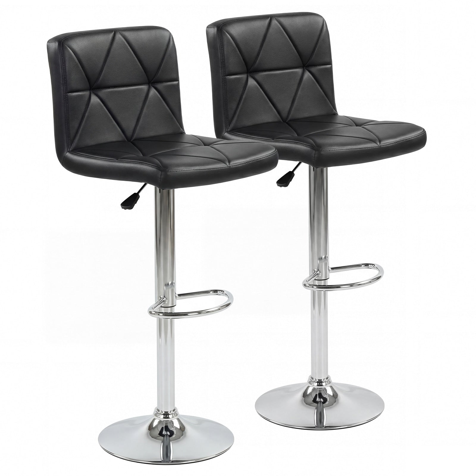 Gymax Bar Stools Set Of 2 Adjustable Swivel Barstools W Back