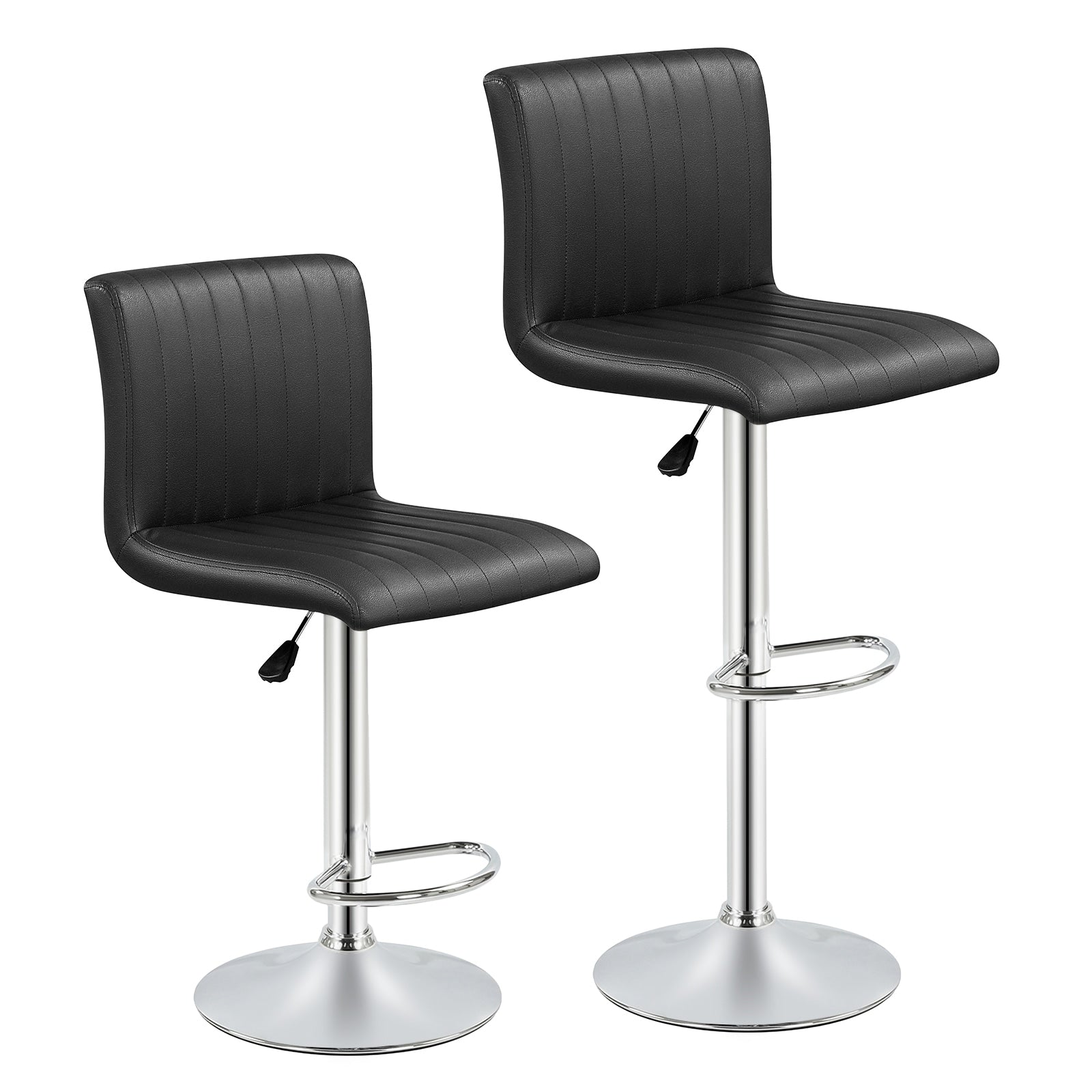 Gymax Bar Stools Set Of 2 Adjustable Swivel Barstools W Back