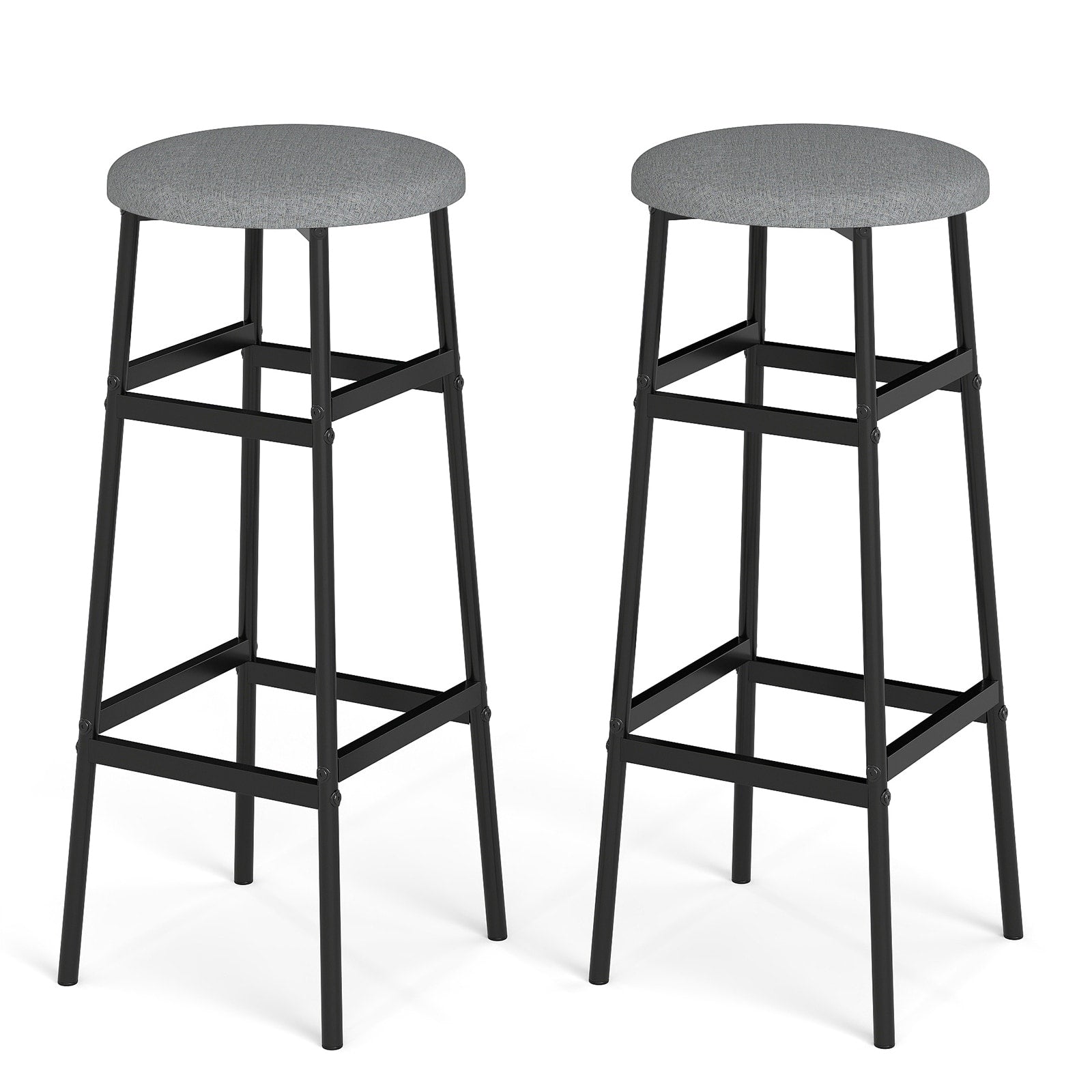 Gymax Bar Stools Set Of 2 W Sturdy Metal Frame And Footrest For