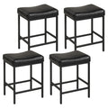 Gymax Bar Stools Set Of 4 25 Faux Leather Upholstered Saddle Stools