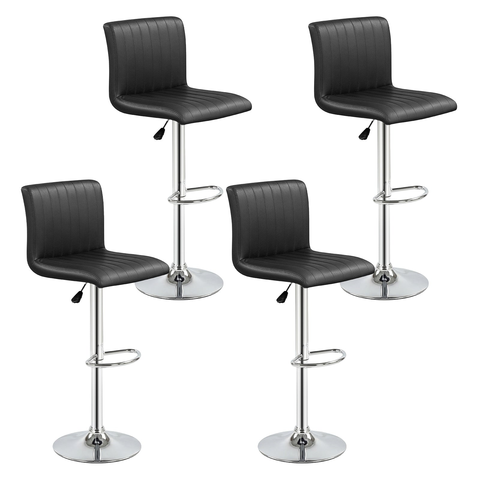 Gymax Bar Stools Set Of 4 Adjustable Swivel Barstools W Back