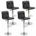 Gymax Bar Stools Set Of 4 Adjustable Swivel Barstools W Back