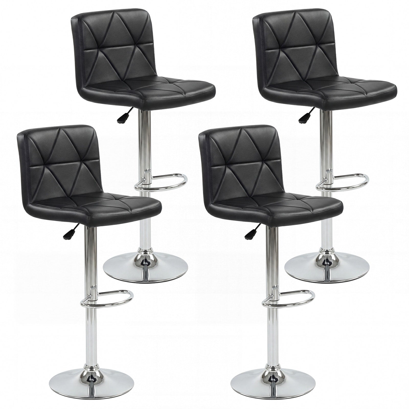 Gymax Bar Stools Set Of 4 Adjustable Swivel Barstools W Back