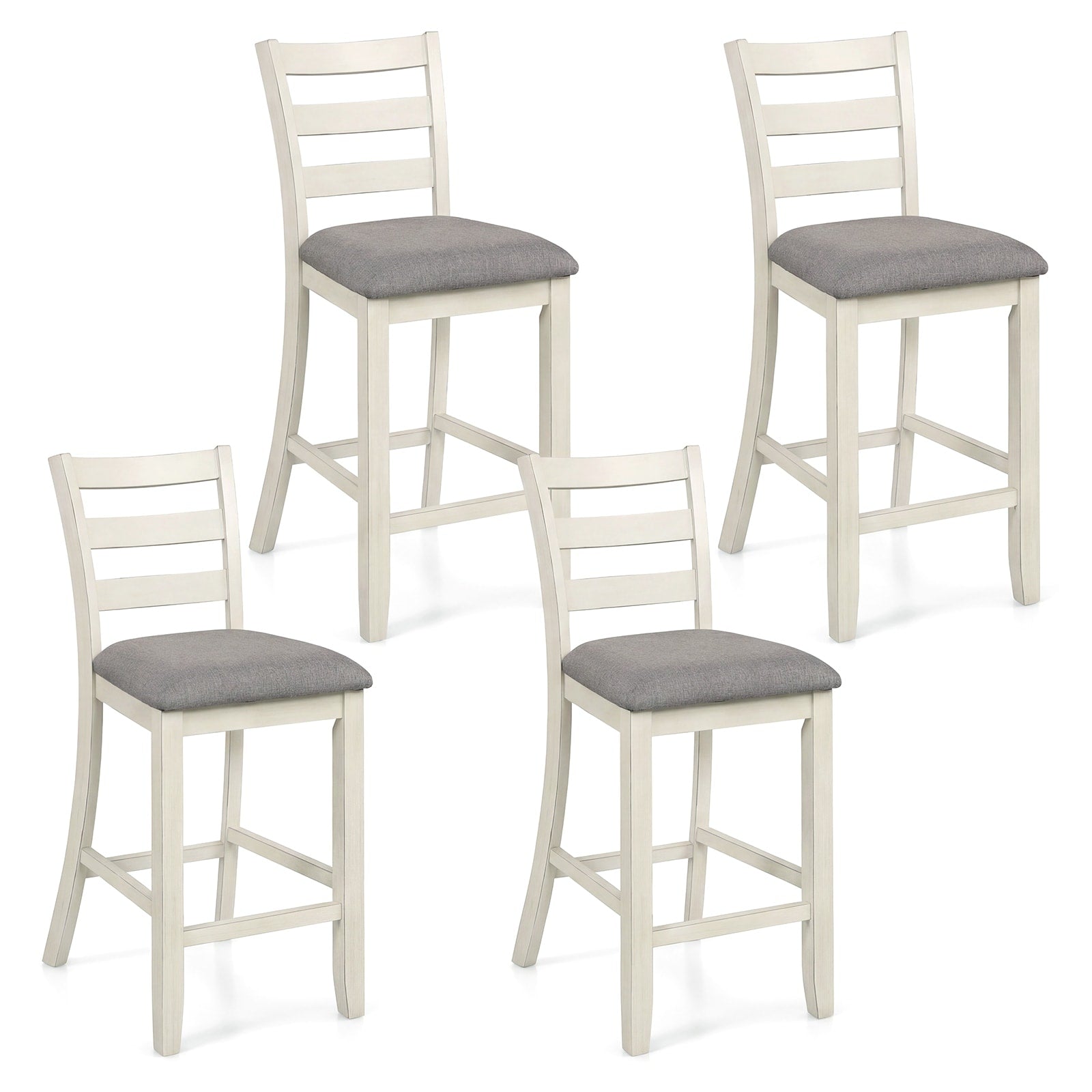 Gymax Bar Stools Set Of 4 Upholstered Counter Height Barstools